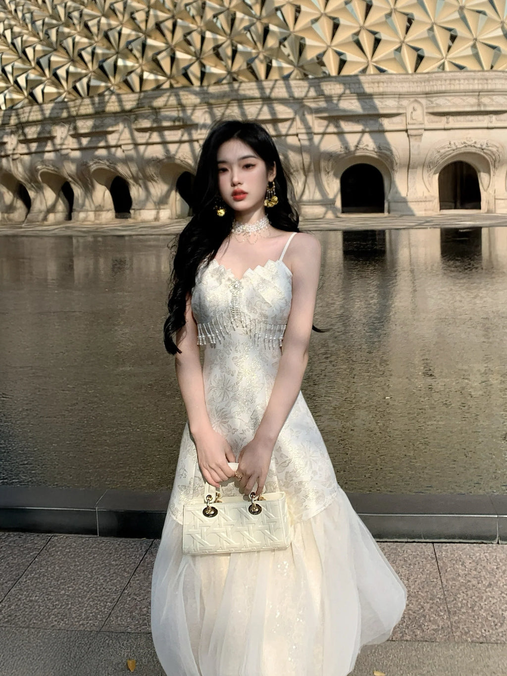 Ethereal Gold Jacquard Fairy Gown