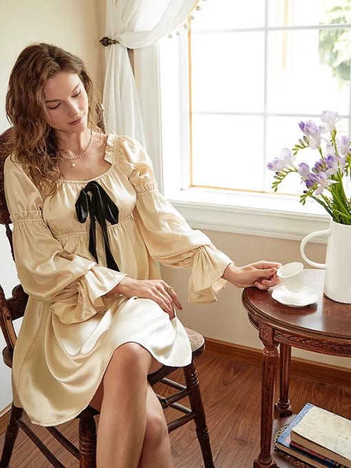 Romantic Satin Bow-Tie Nightdress