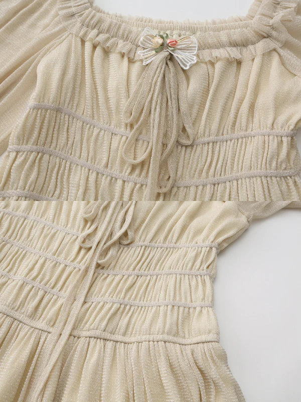 Beige Ruffle Verse Dress