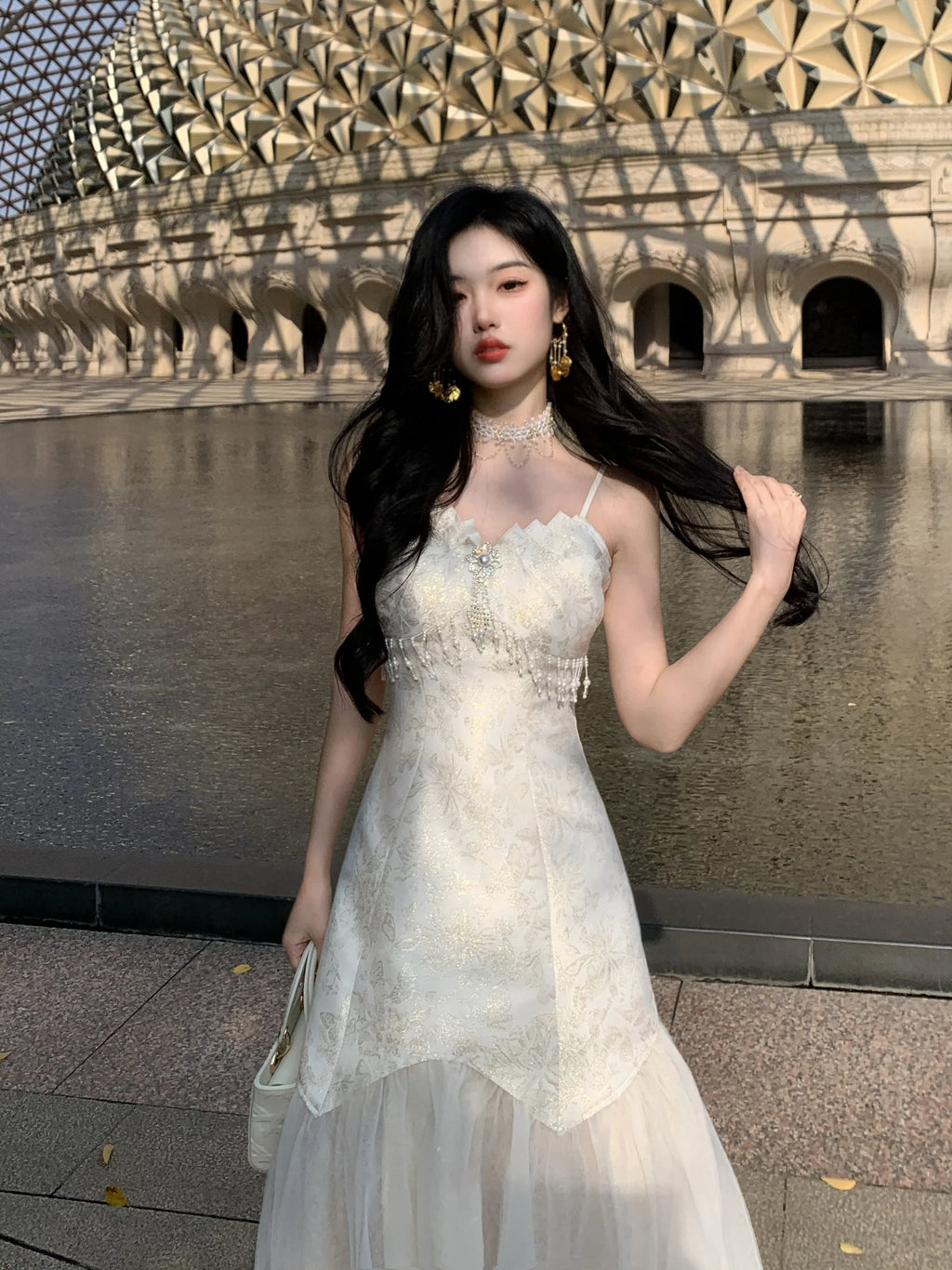 Ethereal Gold Jacquard Fairy Gown