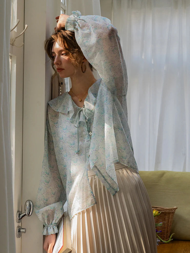 Ethereal Watercolor Sheer Blouse