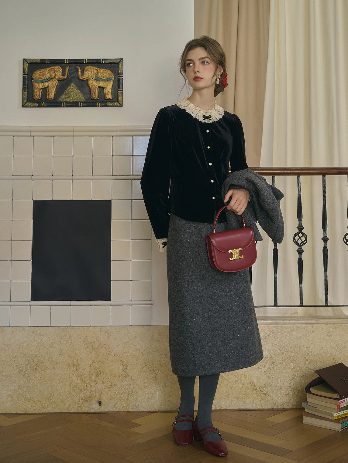 Velvet Elegance Vintage Blouse