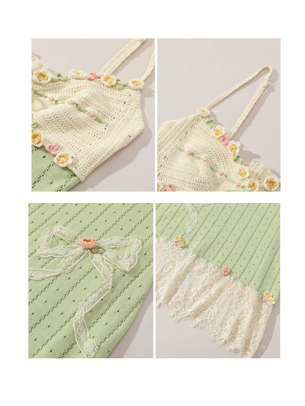 Garden Knit Crochet Dress and Cardigan