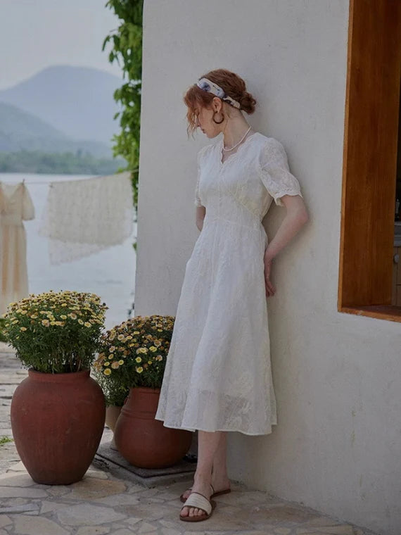 Romantic Garden Lace Embroidered Dress