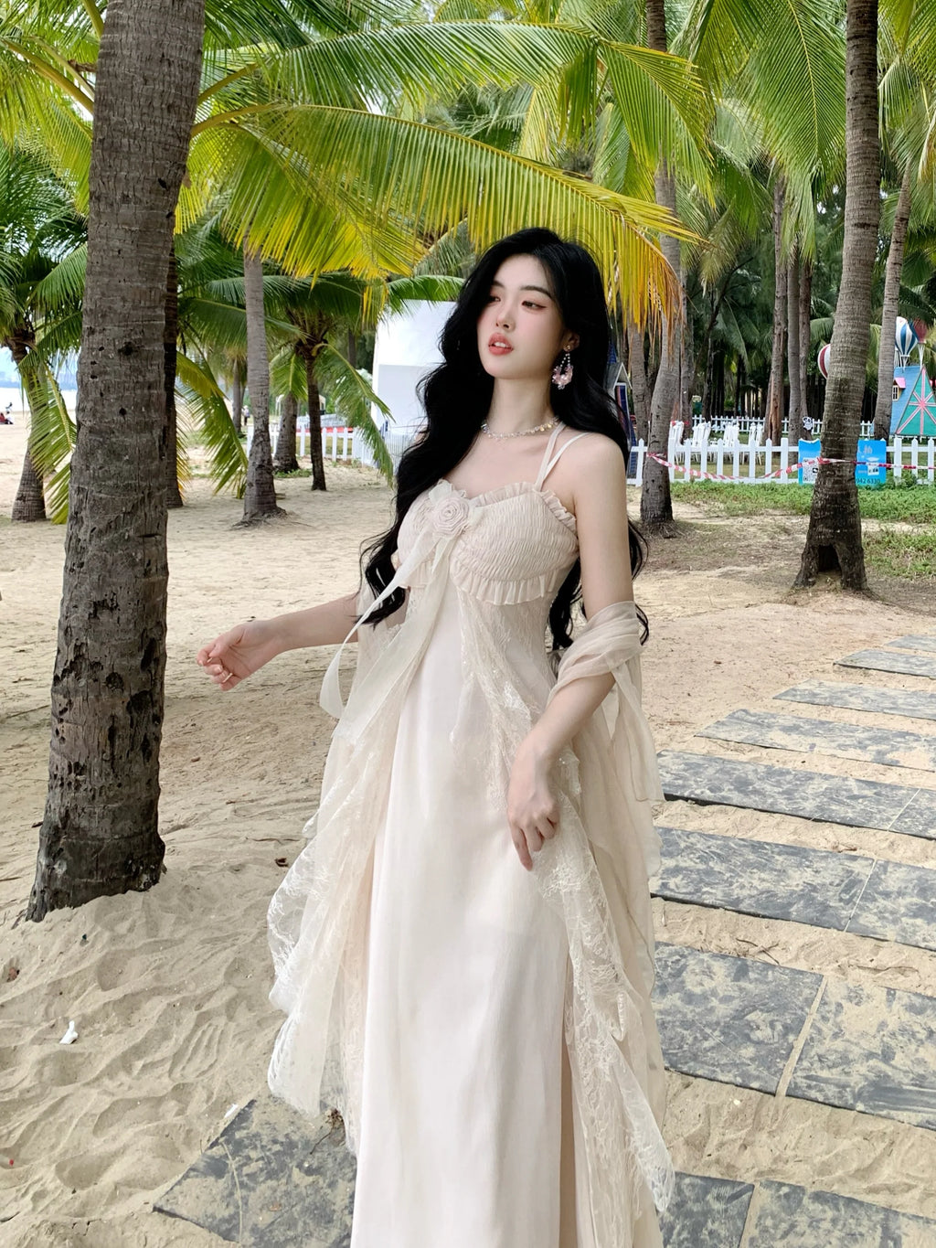 Ethereal Lace Rose Gown