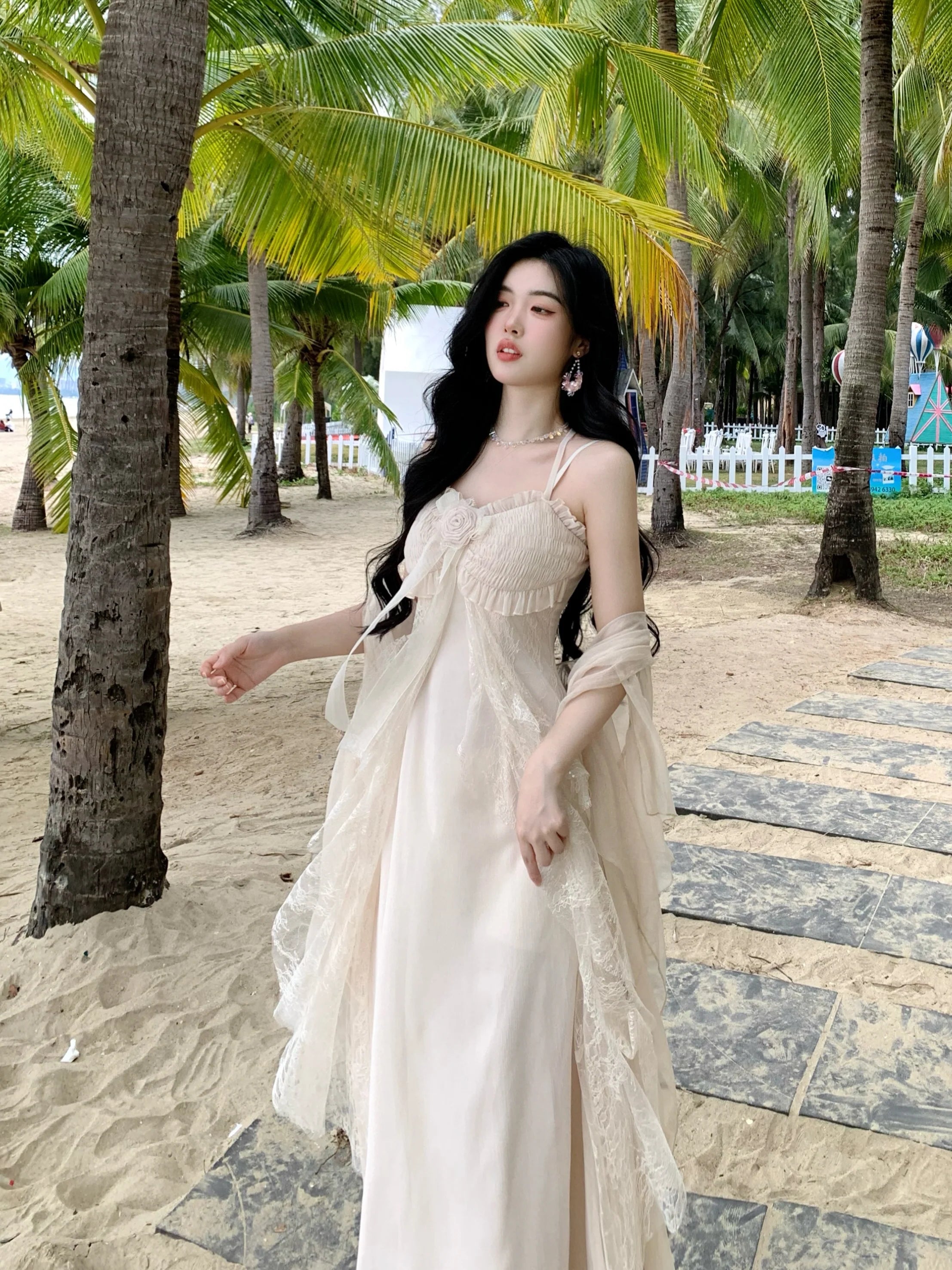 Ethereal Lace Rose Gown