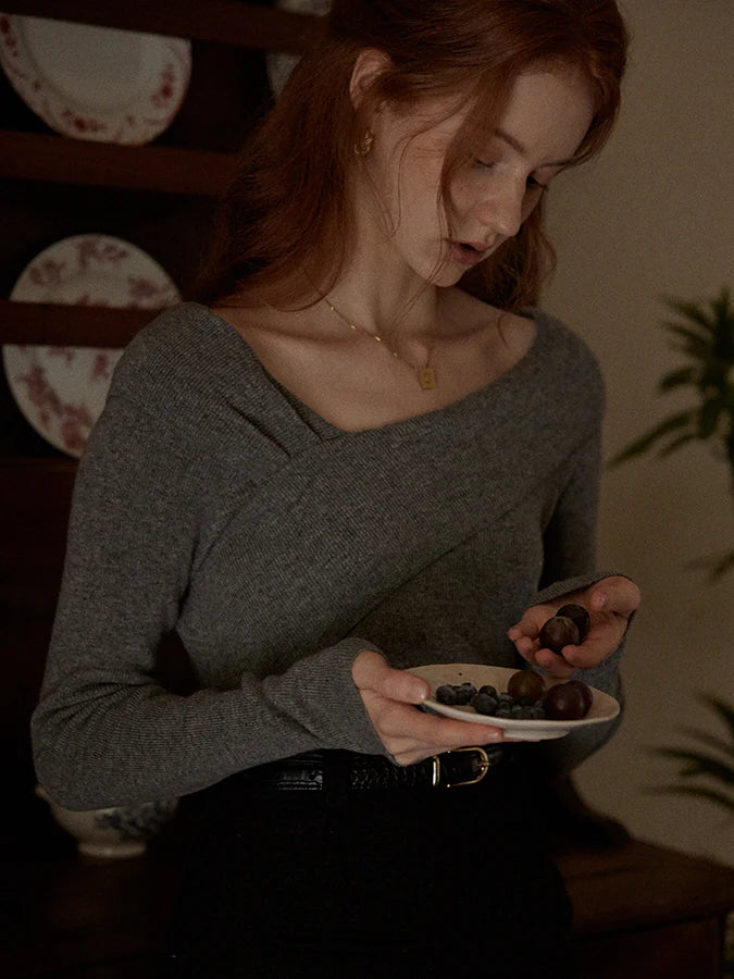 Elegant Off-Shoulder Wool Sweater