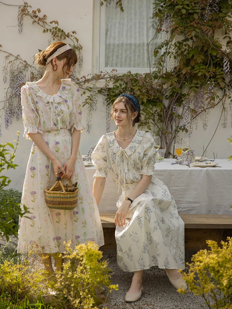 Emma's Sky Blossom Cottage Skirt