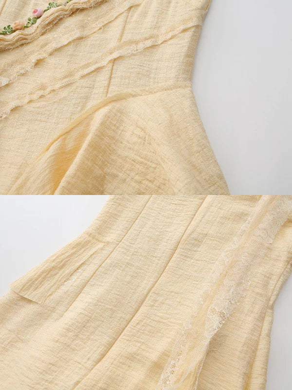 Golden Bloom Petal Drape Dress