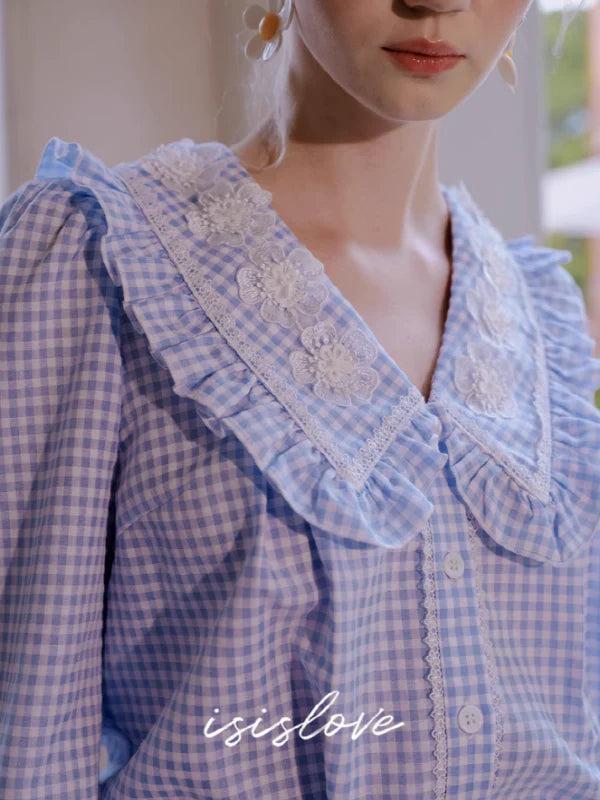 Blue Sky Checkered Dream Blouse