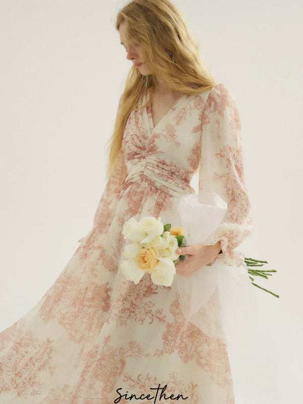 Ivory Petal Puff Sleeve Dress