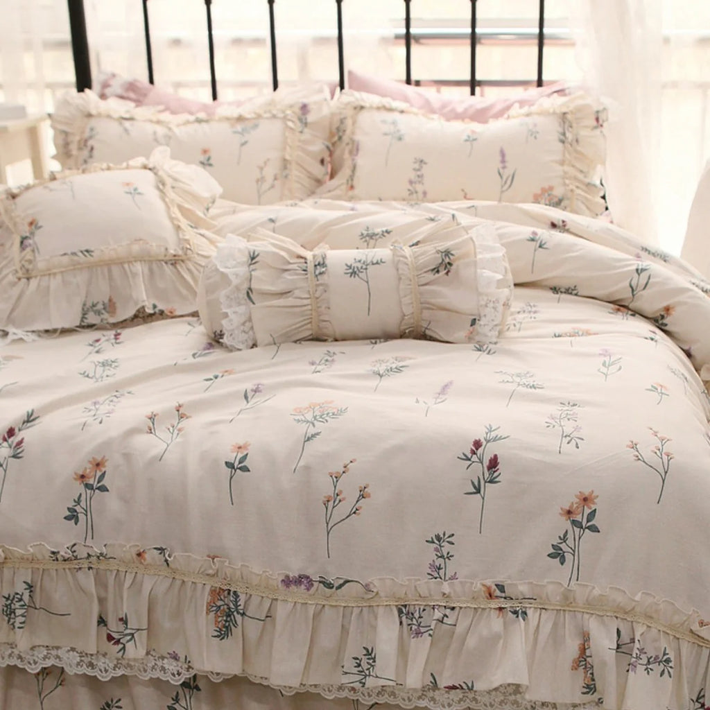 Retro Style Pastoral Floral Cotton Bedding Cover Set