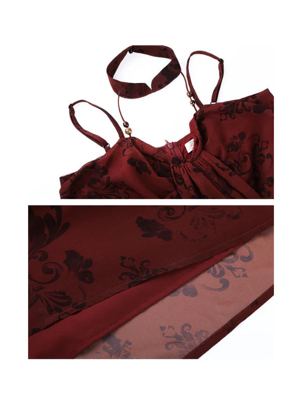 Crimson Rose Drape Dress