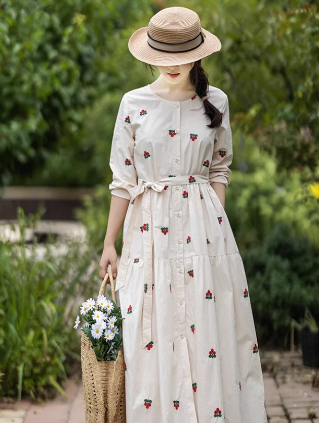 Springtime Serenade Embroidered Dress