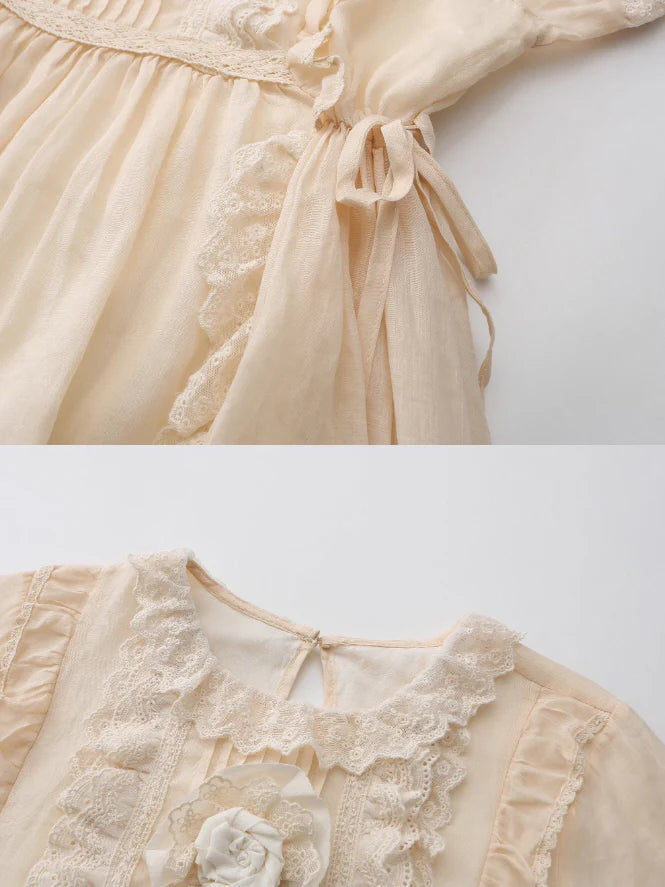 Forest Bloom Ramie Embroidered Dress