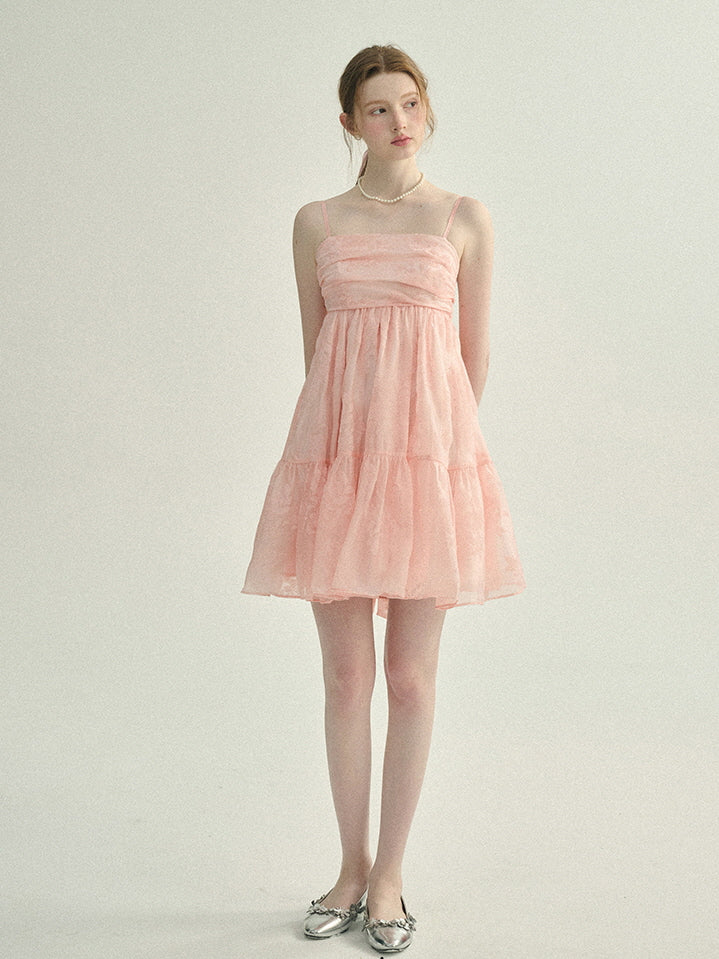 Blush Petal Ruffle Back Bow Dress
