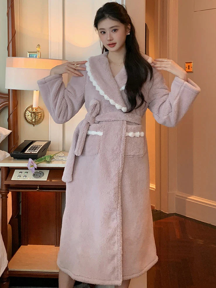 Pom Pom Velvet Winter Robe