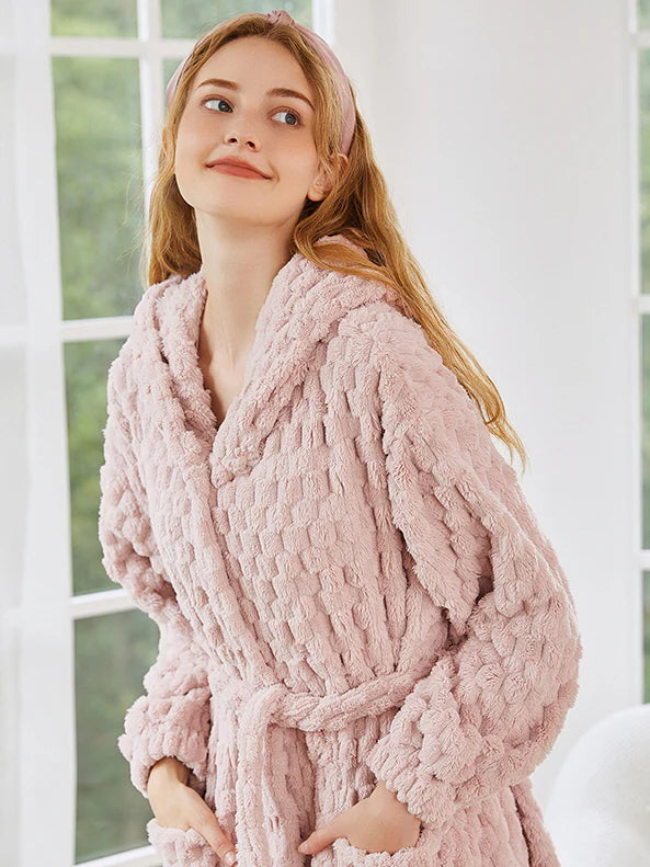 Plush Bear Ear Hooded Robe