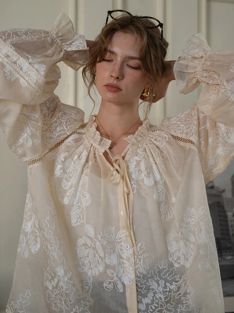 Ethereal Embroidered Lace Blouse