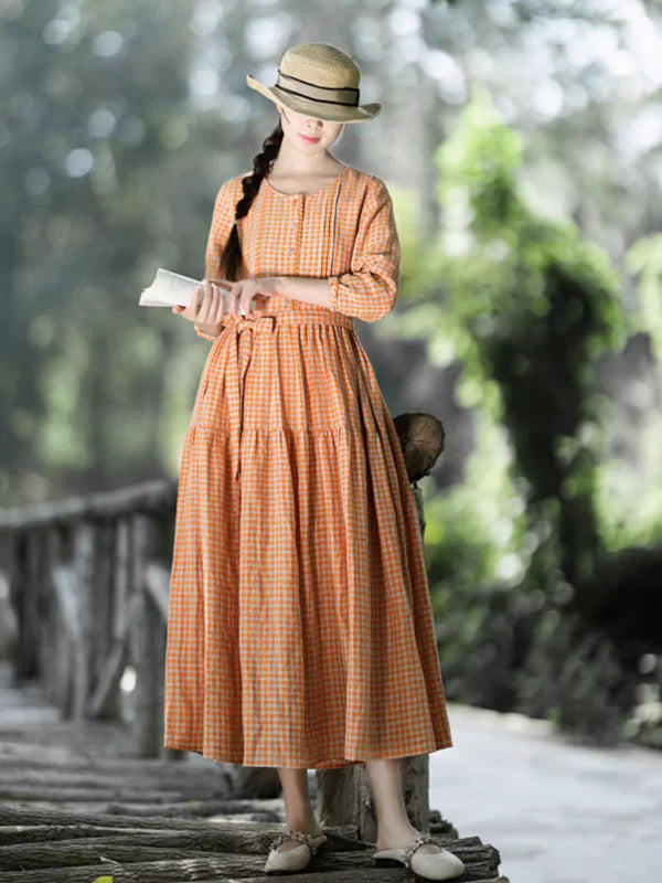 Sun-Kissed Spring Checkered Dress