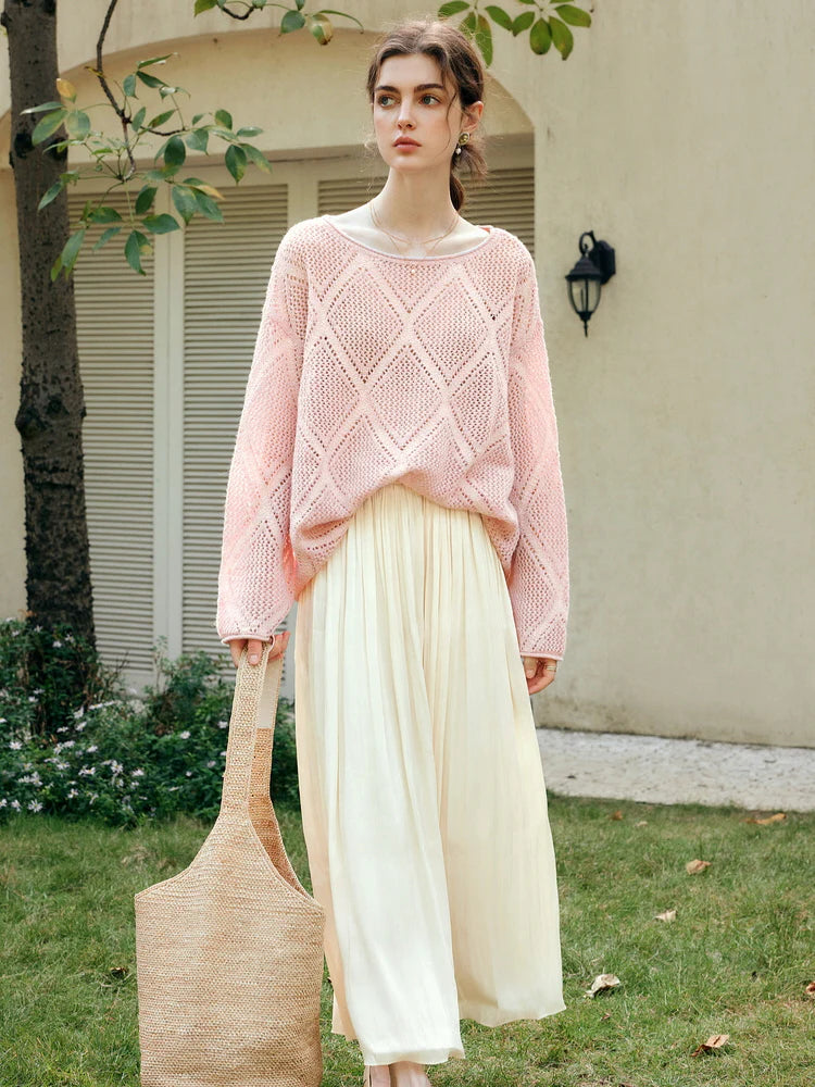 Blush Diamond Knit Loose Sweater