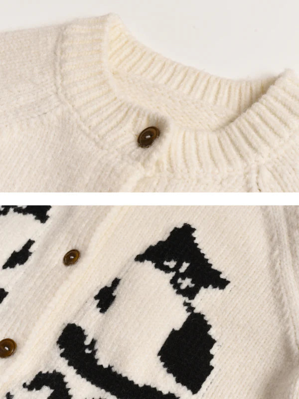 Charming Cat-Inspired Knit Cardigan