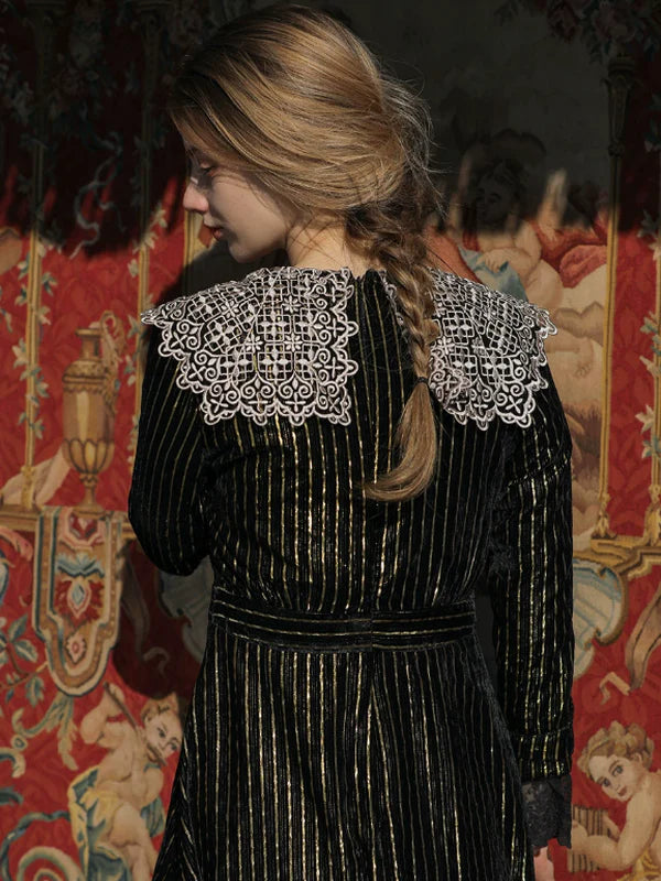 Golden Twilight Lace Dress