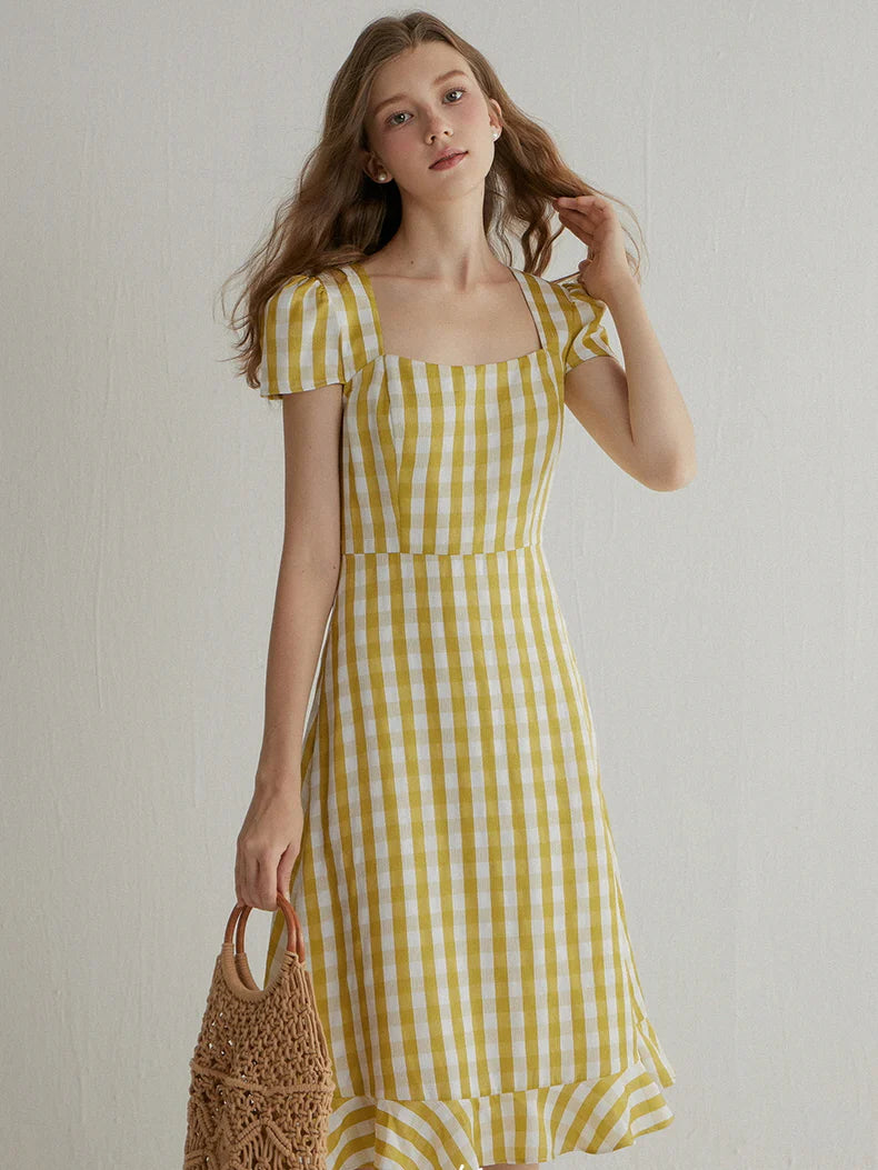 Sunshine Gingham Midi Dress