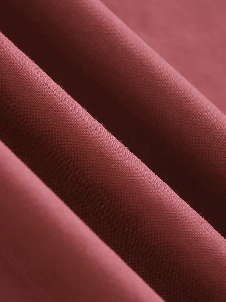 Lace-Trimmed Vintage Rust Cotton Dress