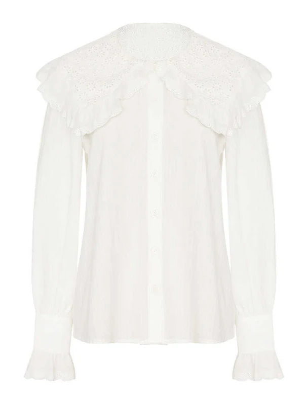 Romantic Ruffled Lace Collar Blouse