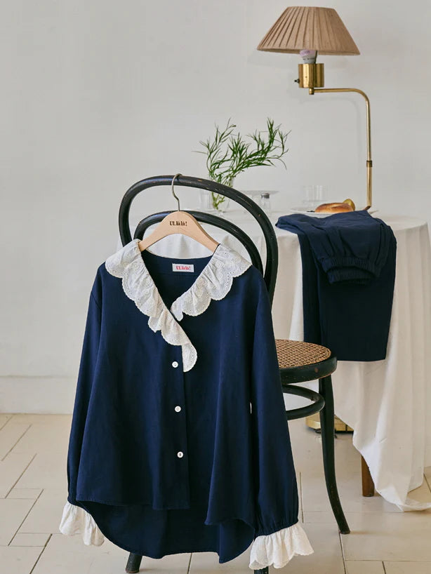 Midnight Elegance Lace Pajama Set