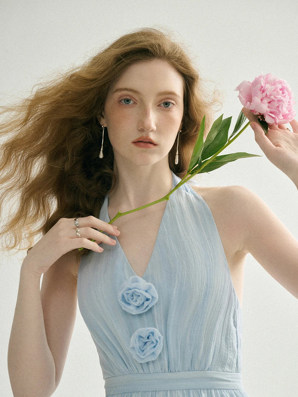 Ethereal Rosette Halter Dress