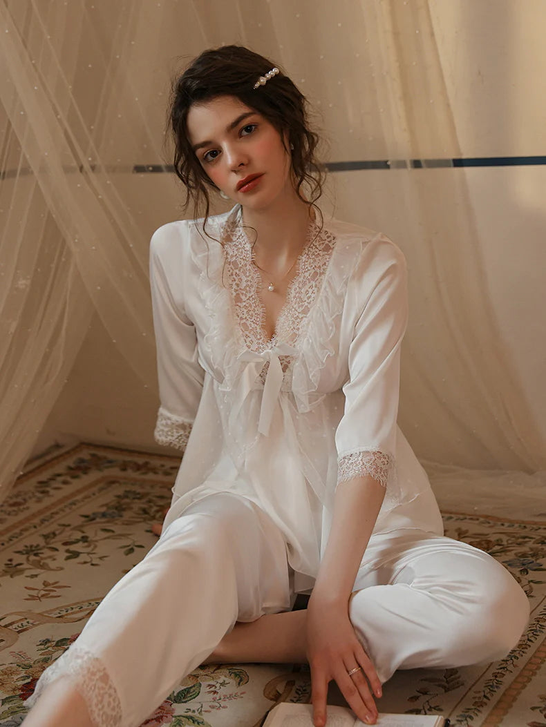 Elegant Romantic Ruffled Pajama Set