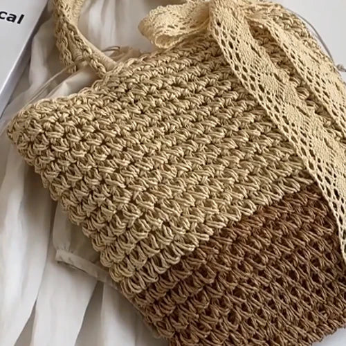 Summer Straw Shoulder Bucket Bag