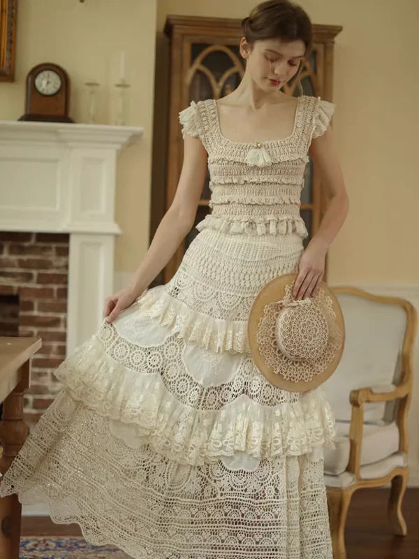 Vintage Charm Cotton Frill Top