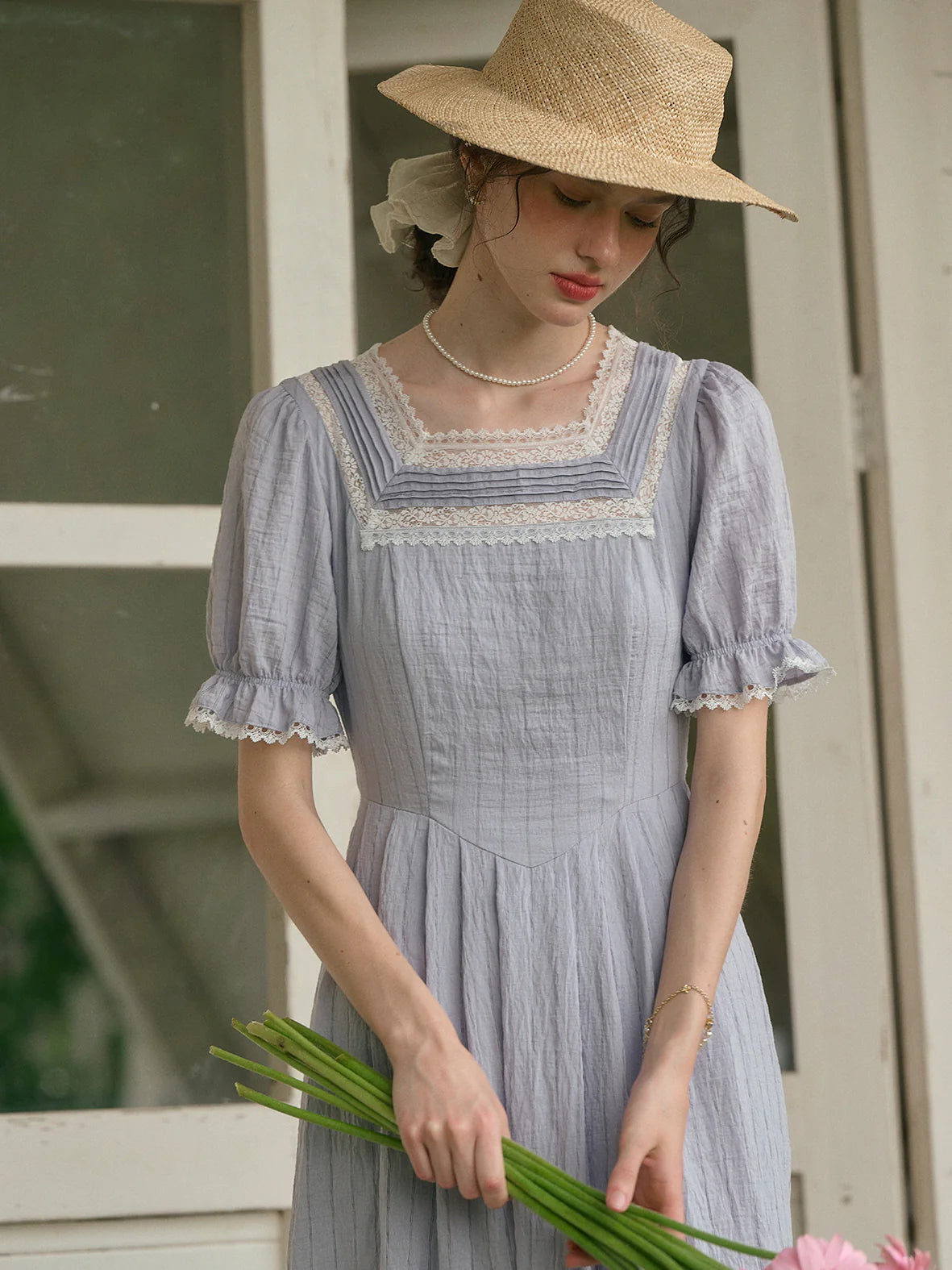 Sophia's Lace Whisper Blue Dress