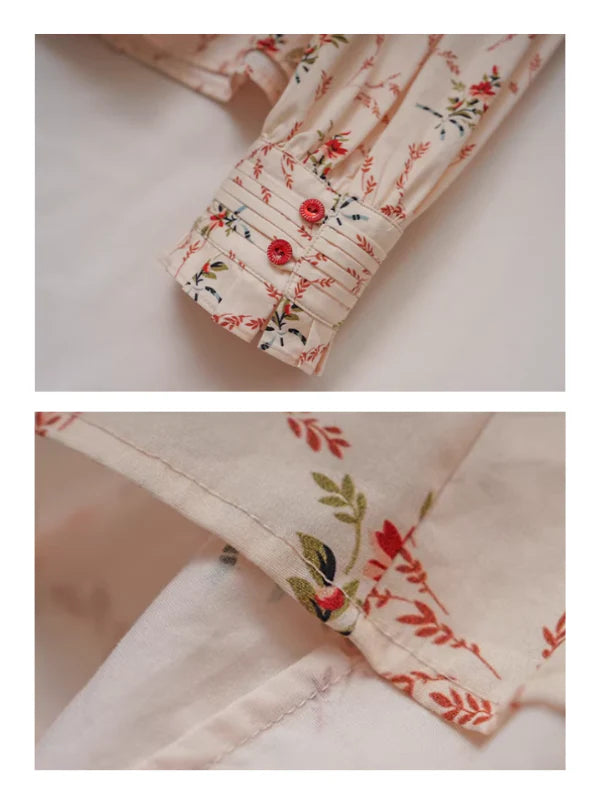 Cottagecore Floral Ruffled Cotton Blouse