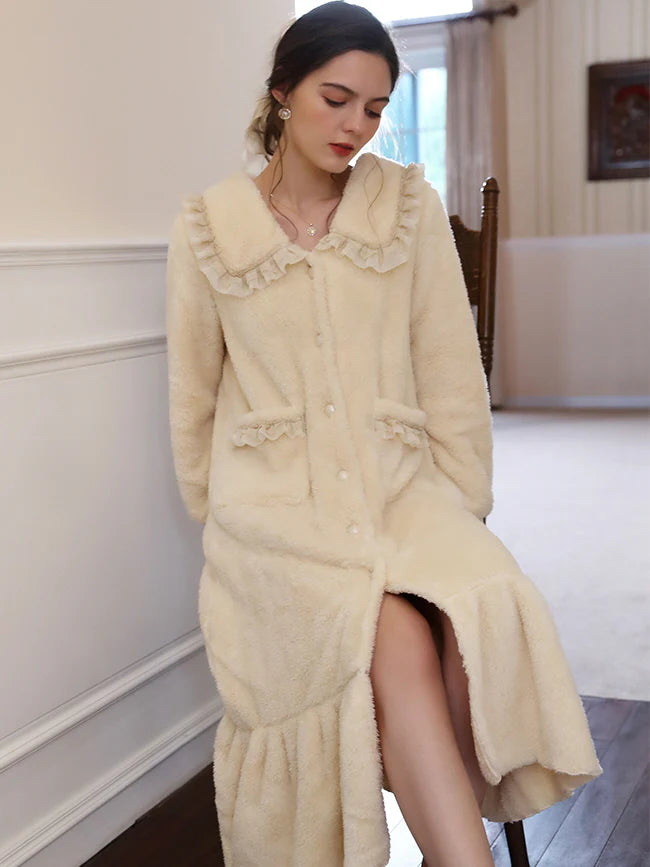 Cozy Dream Ruffle Trim Long Robe