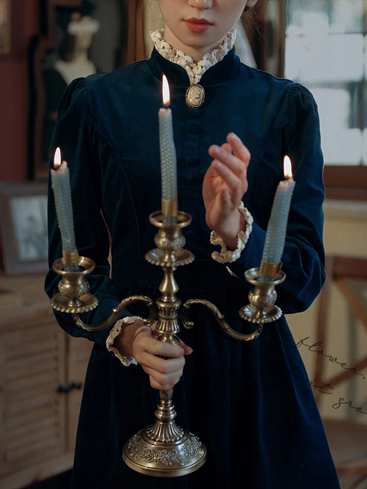 Navy Velvet Victorian Dress