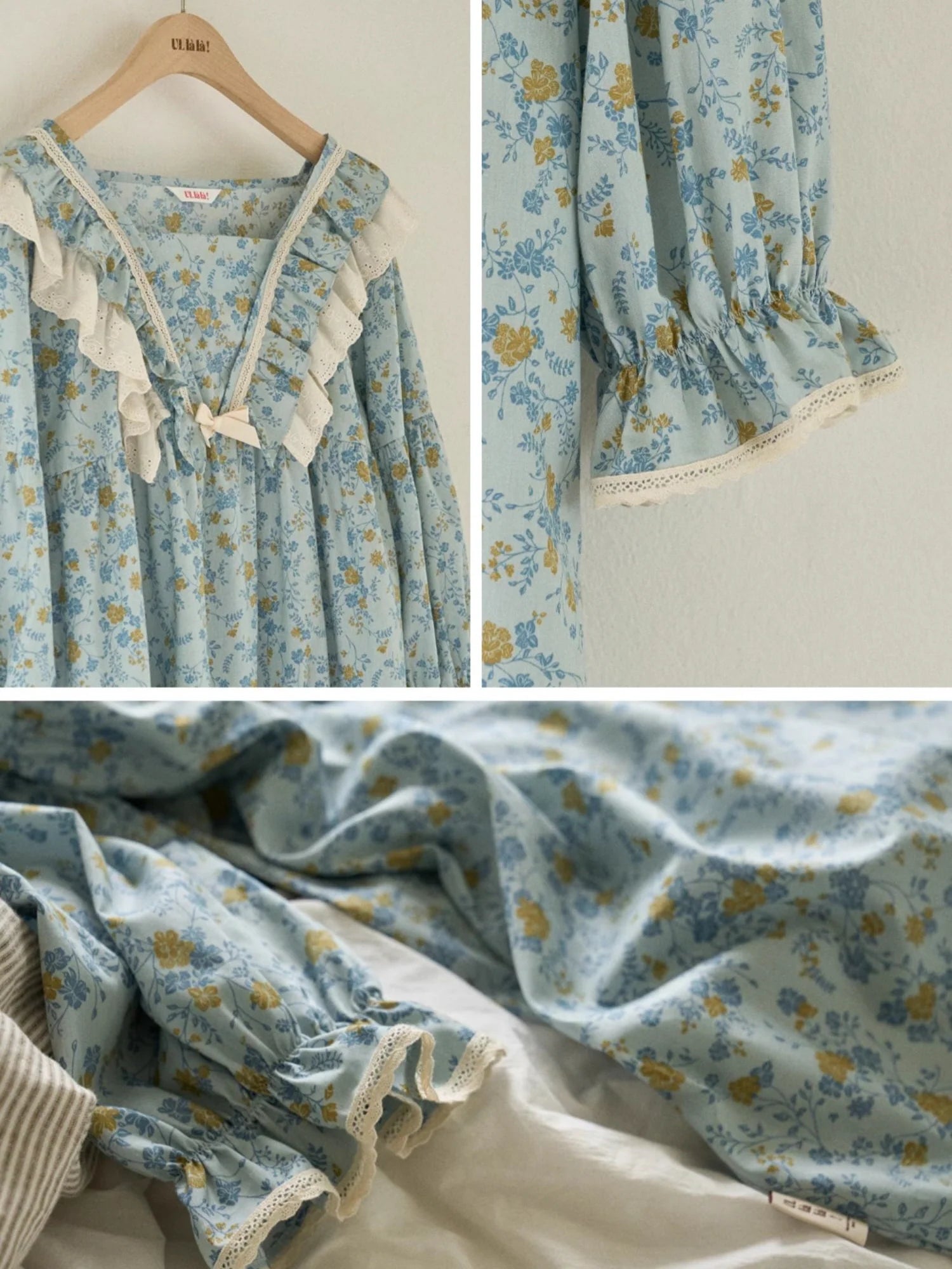 Blue Meadow Ruffle Lounge Gown