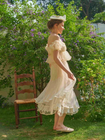 Whipped Cream Ruffle Sheer Top