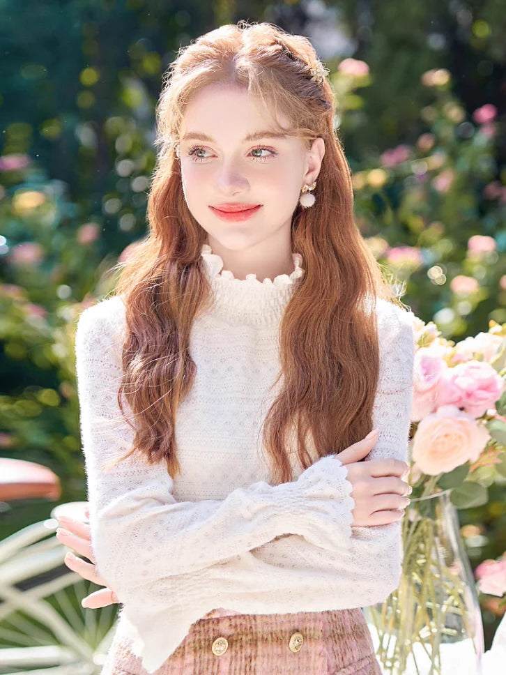 Vintage-Inspired Ruffled Lace Blouse