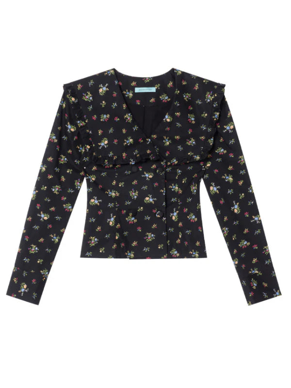 Black Vintage Floral Blouse
