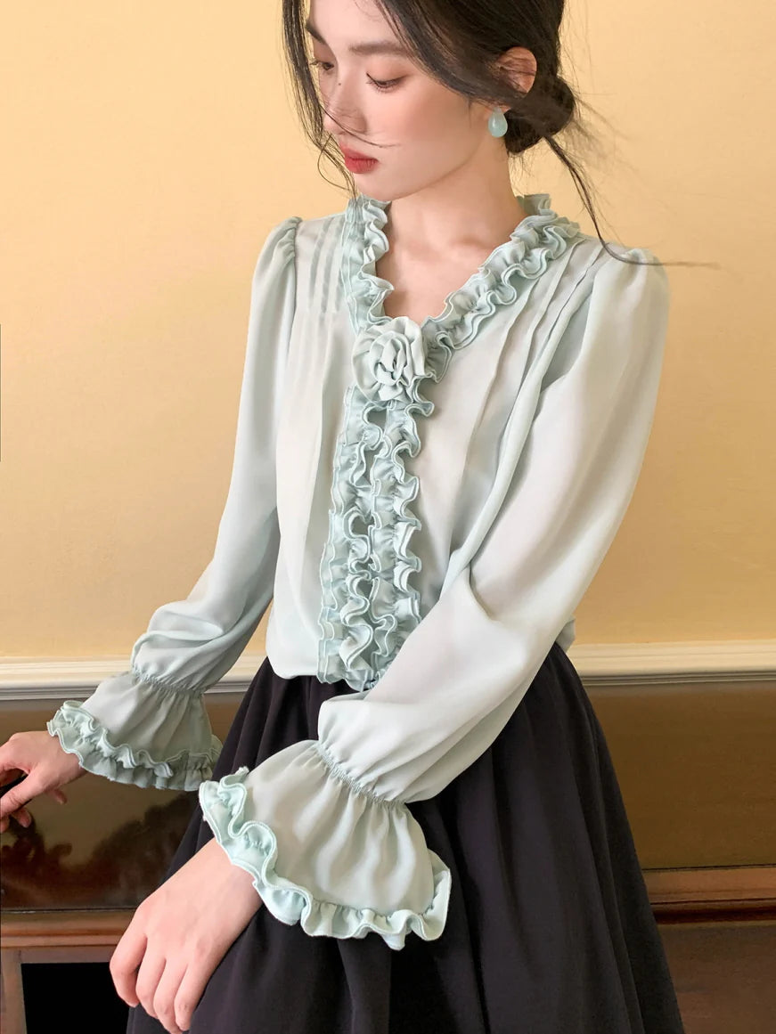 Romantic Ruffle Rose Blouse