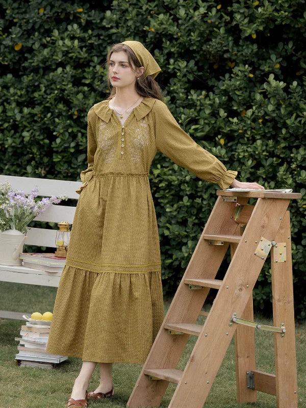 Floral Checkered Spring Dress