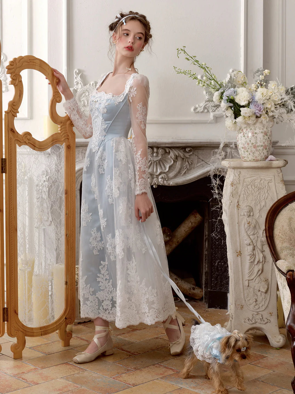 Enchanted Blue Lace Fairytale Gown