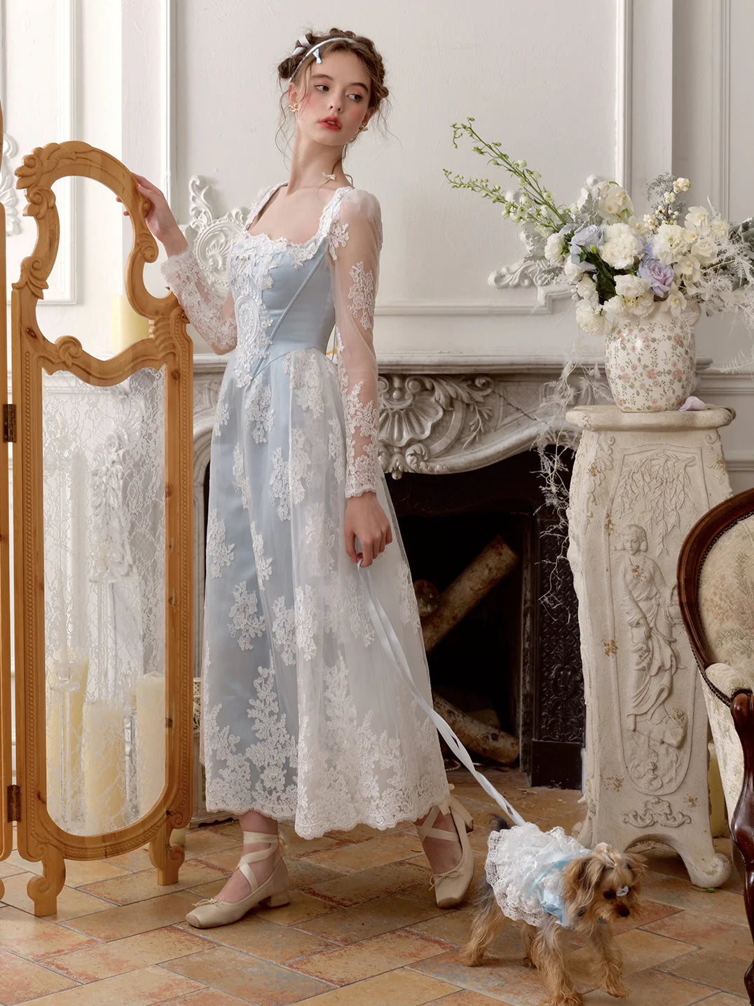 Enchanted Blue Lace Fairytale Gown