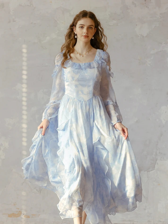 Whimsical Light Blue Ruffled Fairytale Dress