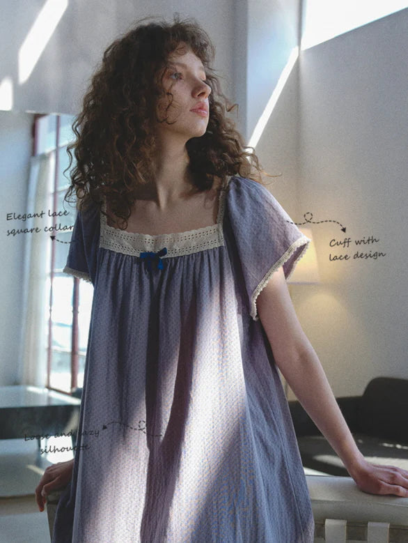 Blue Lace Ribbon Nightgown