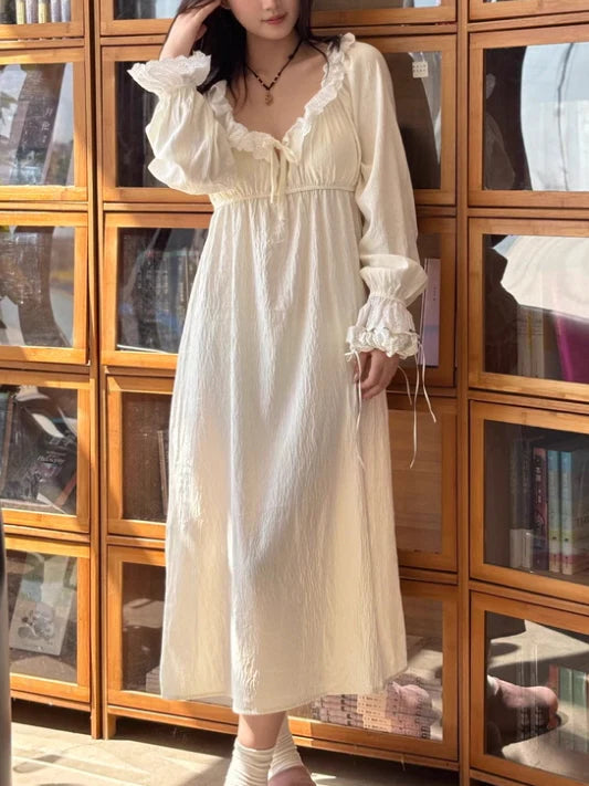 Lace Ruffle Morning Nightgown